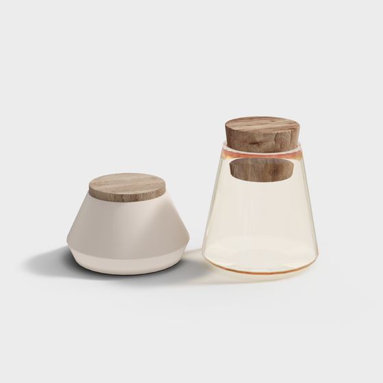 Glass and Wood Jar 3D model
