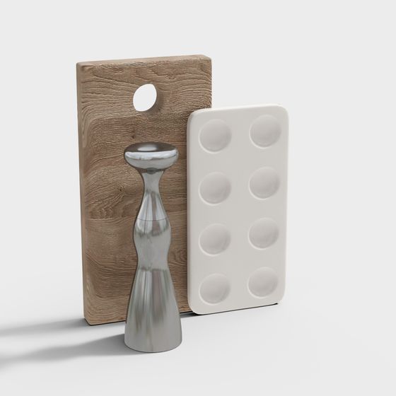 Wood Color Kitchen Decoration 3D Model for Culinary Spaces