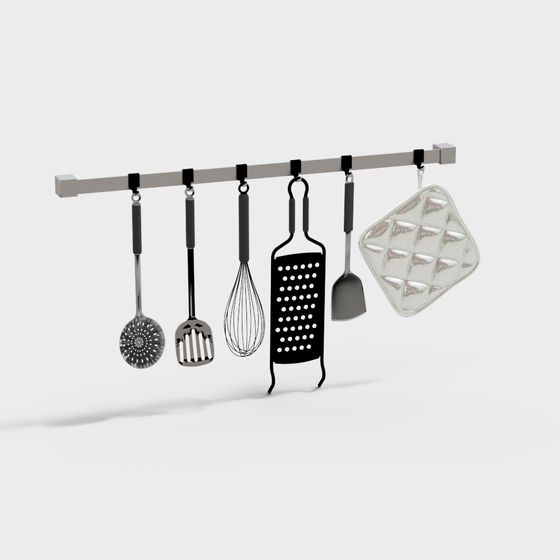 Stylish Low-Poly Kitchen Utensil Hanger 3D model
