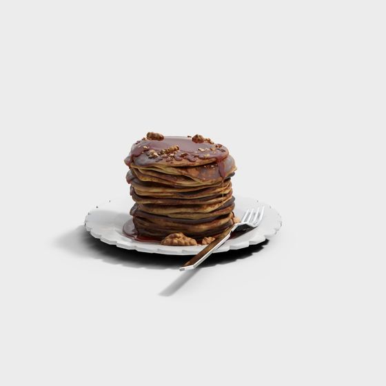 Appetizing Chocolate Pancake Stack 3D model