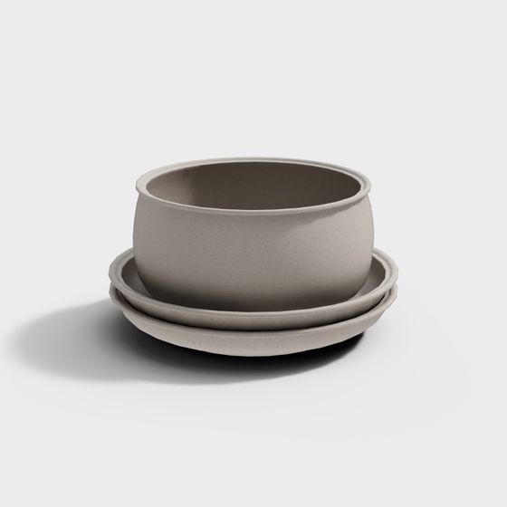 Elegant Low-Poly Bowl and Plate Set 3D model