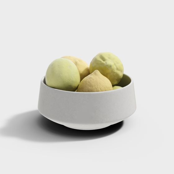 Low Poly Bowl and Lemon 3D model