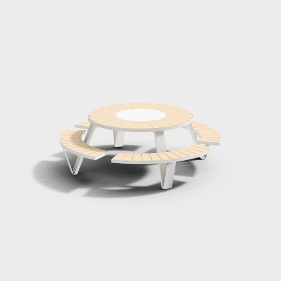 Elegant Low-Poly Round Table and Chair 3D model