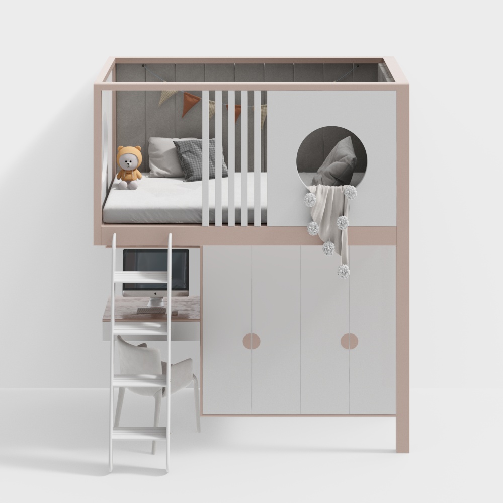 Chambre d'enfants de filles moderne avec lits superposés