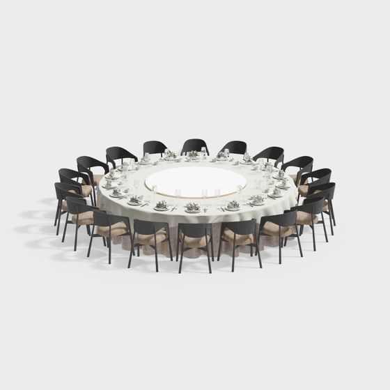 Elegant Round Dining Table and Chair Set 3D model