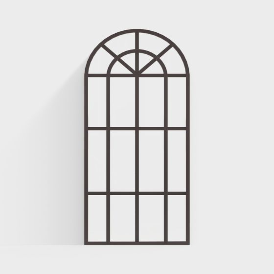 French Arched Window 3D Model in Black