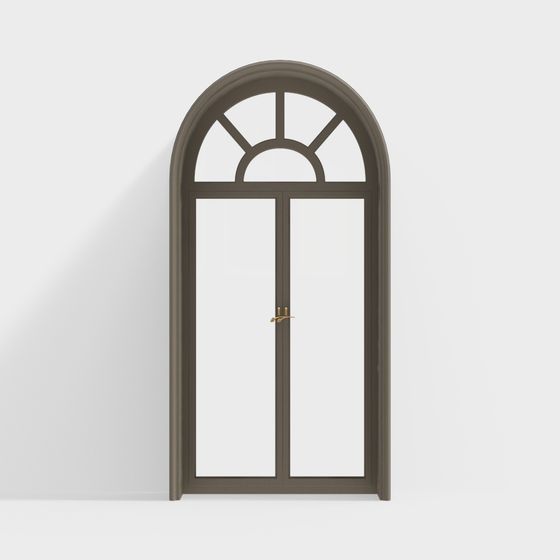 Brown French Arched Floor-to-Ceiling Window 3D Model