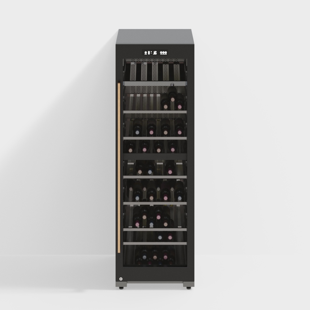 Elegant Wine Cabinet 3D Model – Modern Dark Gray Design