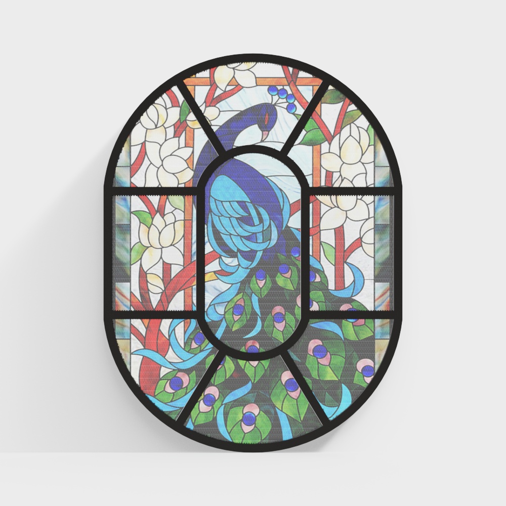 French painted decorative glass Windows