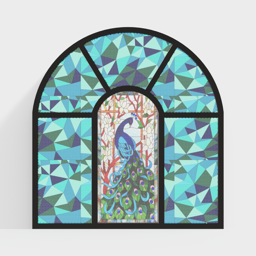 French painted decorative glass Windows
