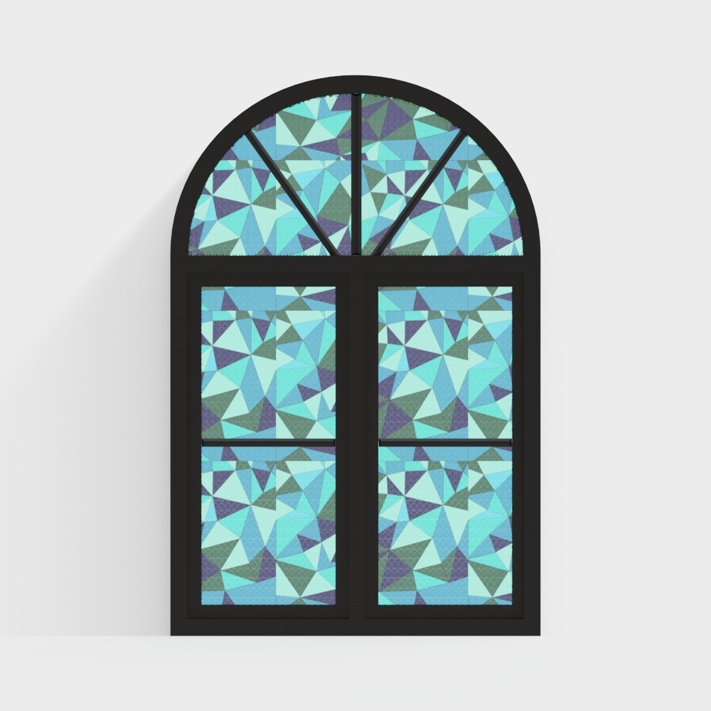 French painted decorative glass Windows