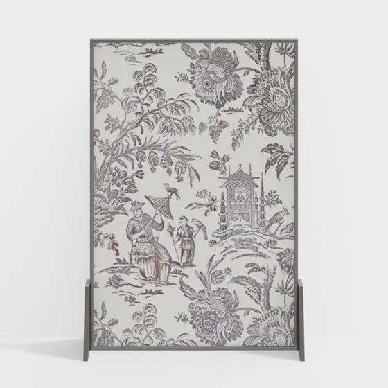 Elegant Oriental Screen 3D Model