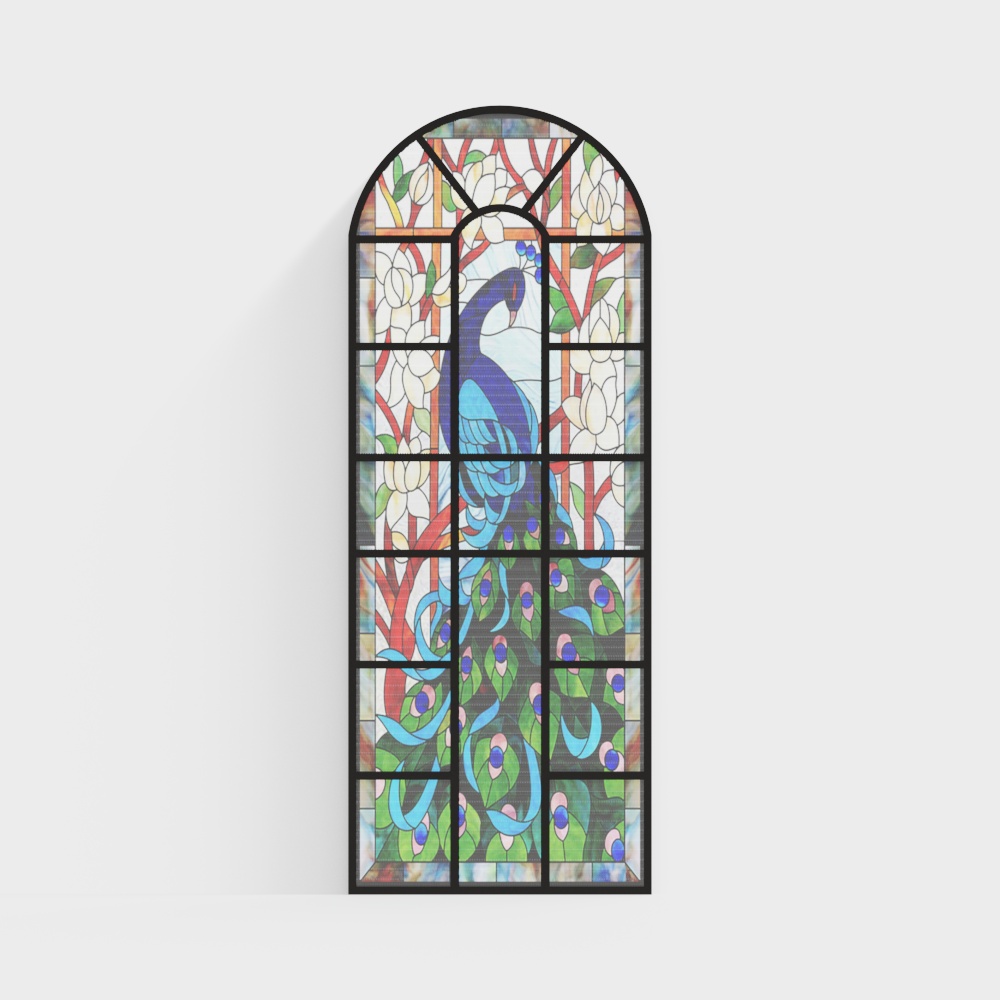 French painted decorative glass Windows