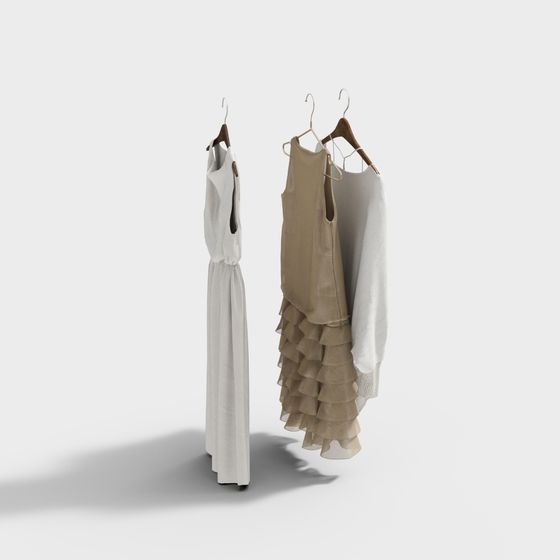 Gray Cream Dress 3D Model