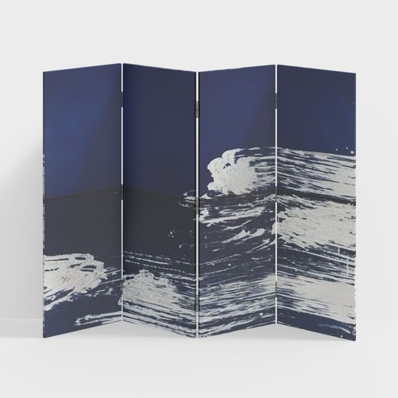Unique Ocean-Inspired Folding Screen 3D model