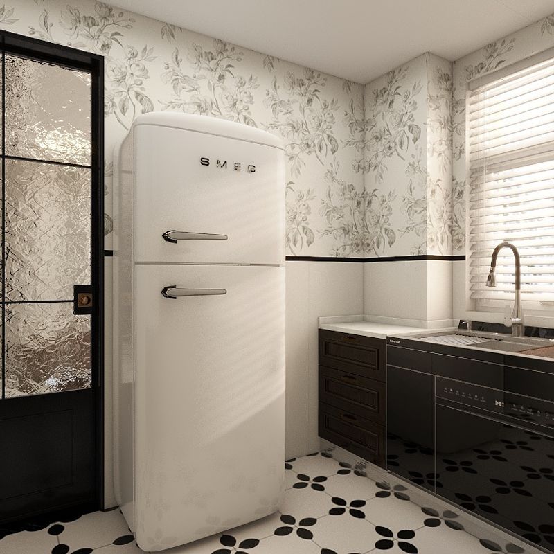 Elegant Vintage Kitchen with Black & White Design