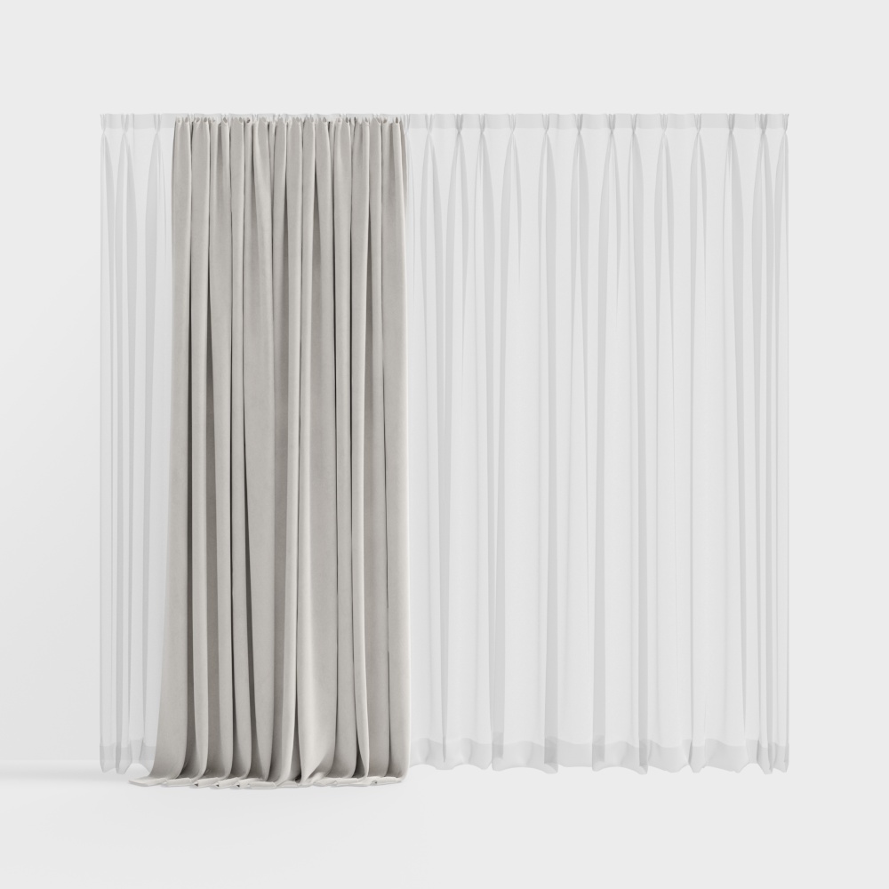 Elegant Flowing Curtain 3D model