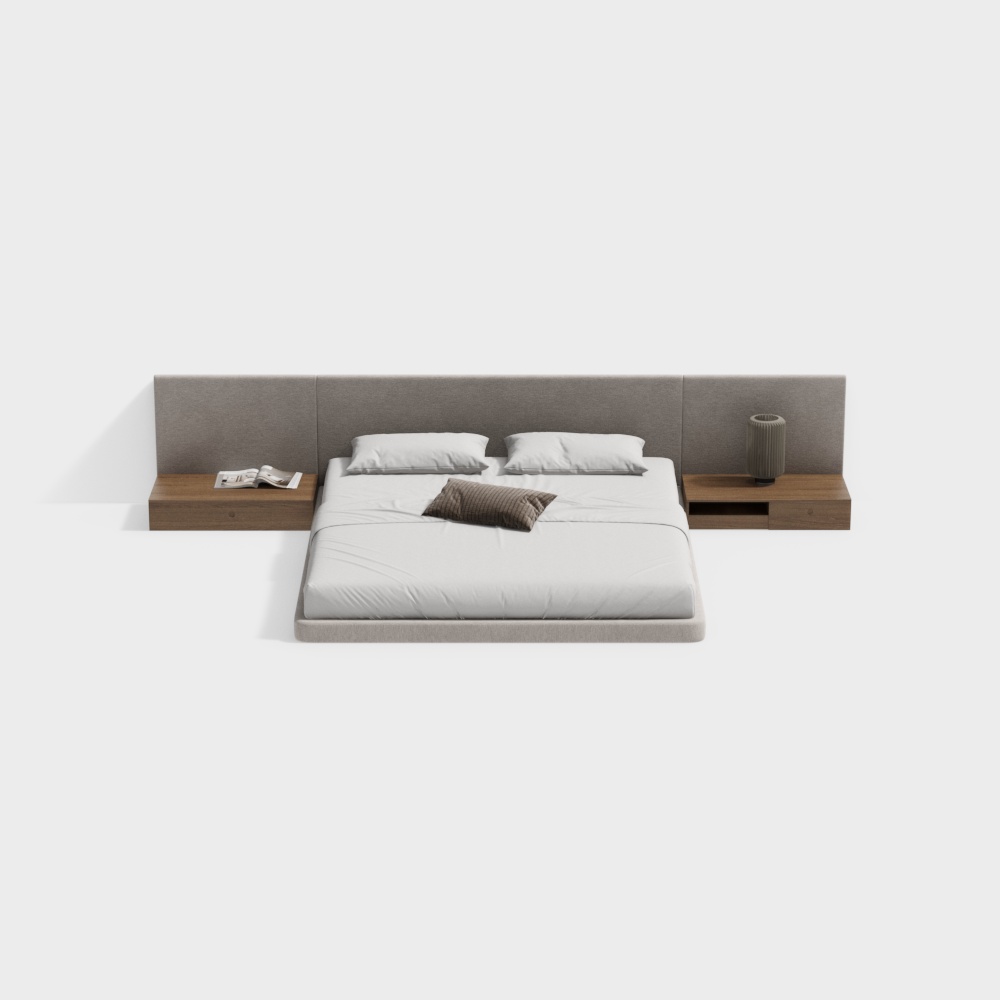 Wabi-sabi bedroom double bed combination