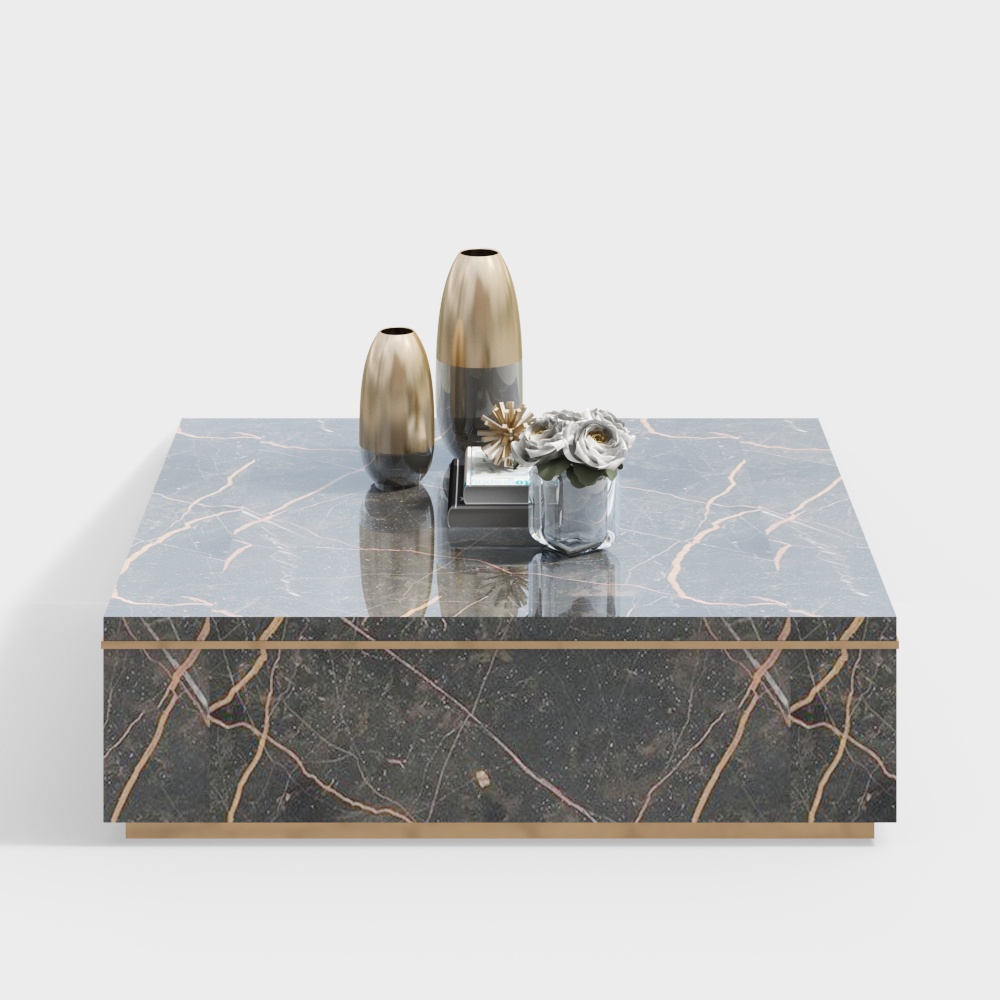 Simple European living room marble square coffee table