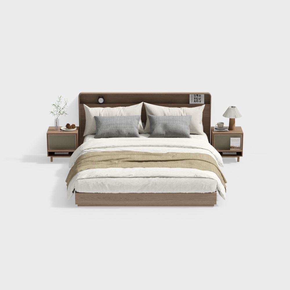 Nordic home bedroom double bed combination