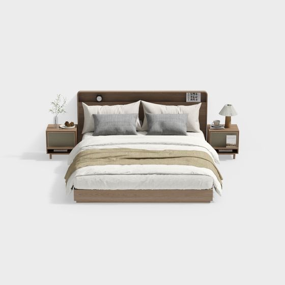 Elegant Modern Low-Poly Bed 3D model