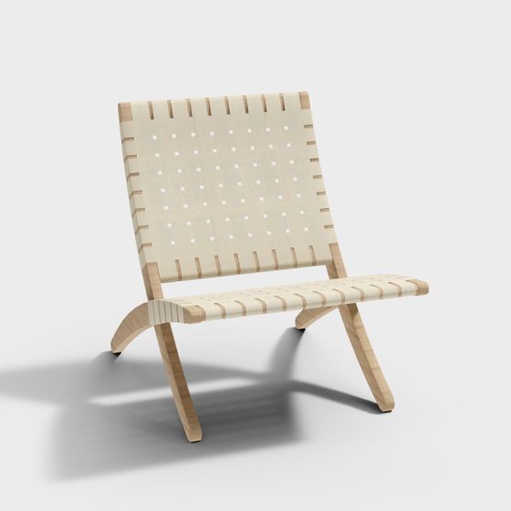 Wooden Woven Lounge Chair 3D model