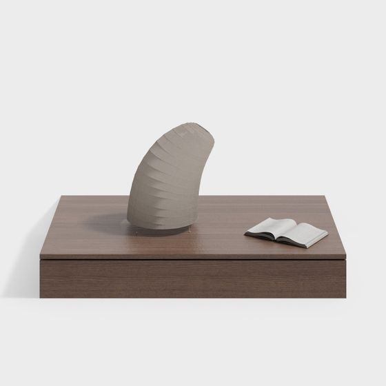 Wooden Desk with Paper Lantern 3D model