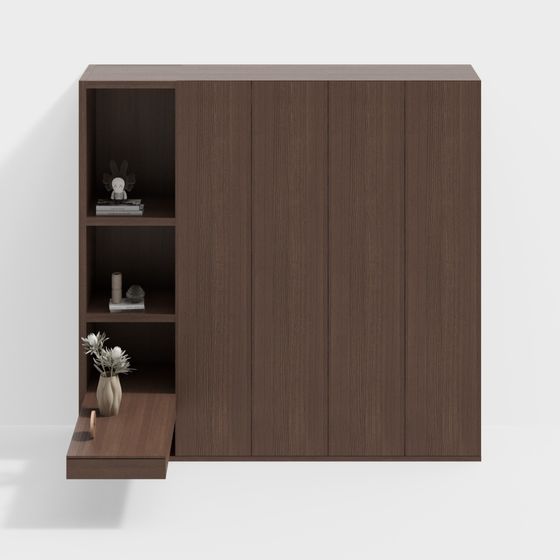Wabi Sabi Antique Bedroom Wardrobe 3D Model in Brown