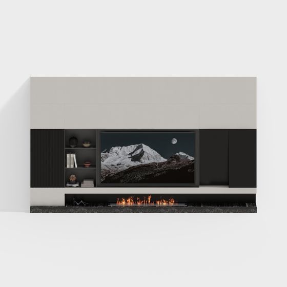 Urban Mountain Landscape Fireplace 3D model
