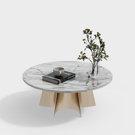 Elegant Marble Round Table 3D model