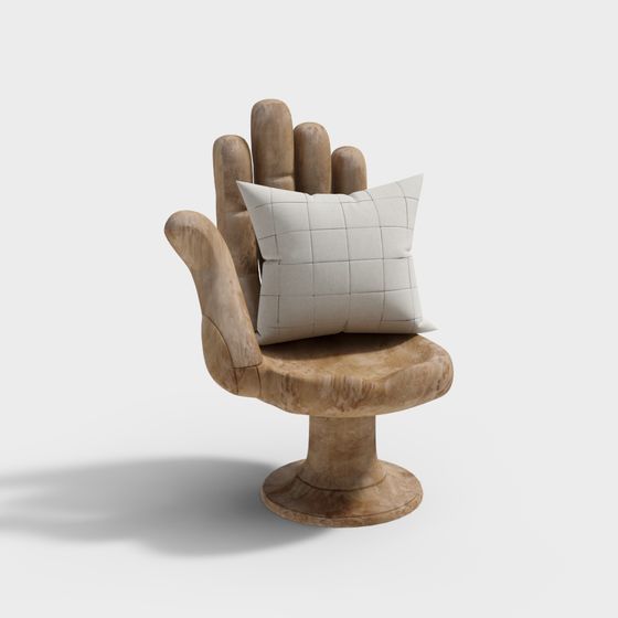 French Cream Style Palm Lounge Chair 3D Model in Brown