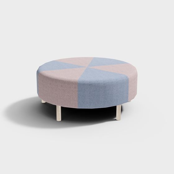 Stylish Round Patchwork Stool 3D model