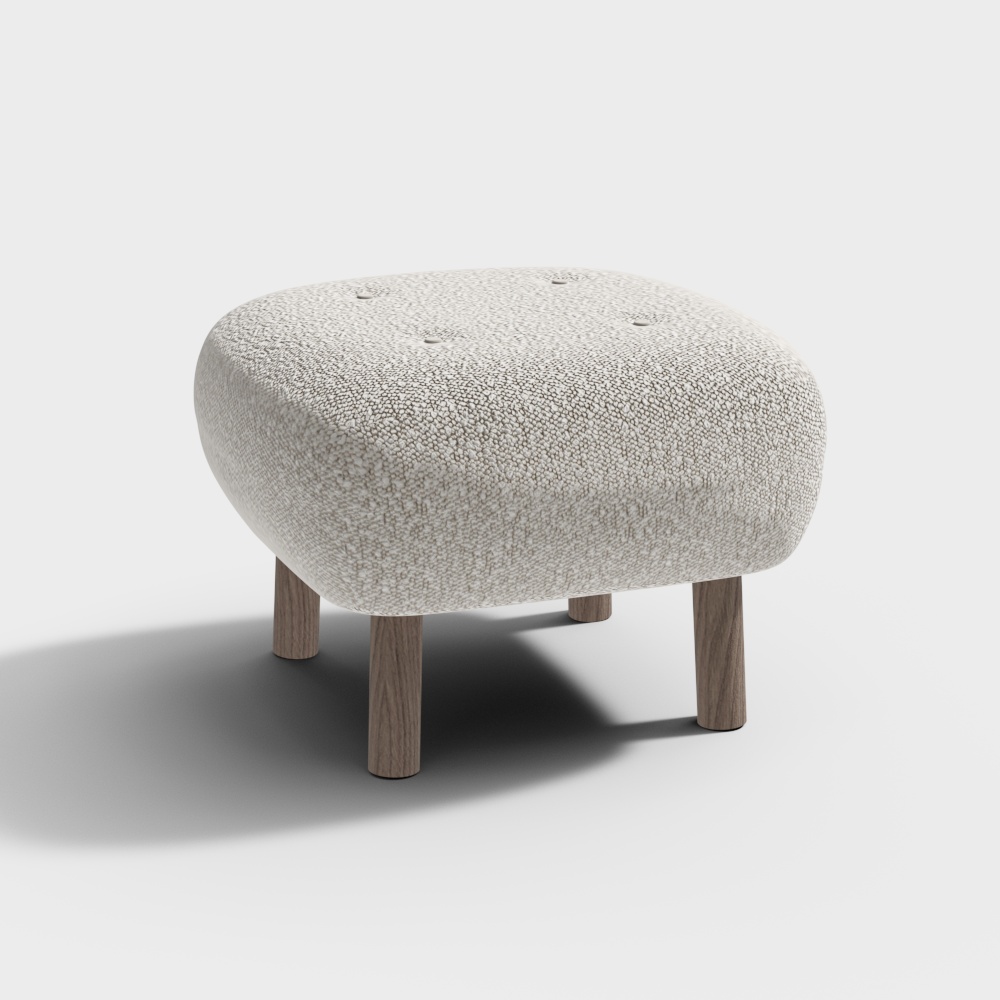 Tabouret de chambre en tissu blanc de style Wabi-sabi