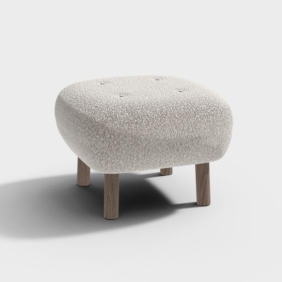 Tabouret de chambre en tissu blanc de style Wabi-sabi