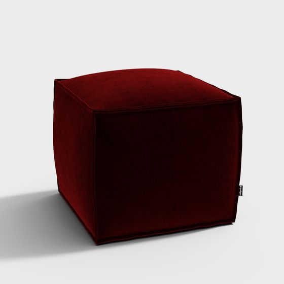 Elegant Velvet Square Stool 3D model for Modern Interiors
