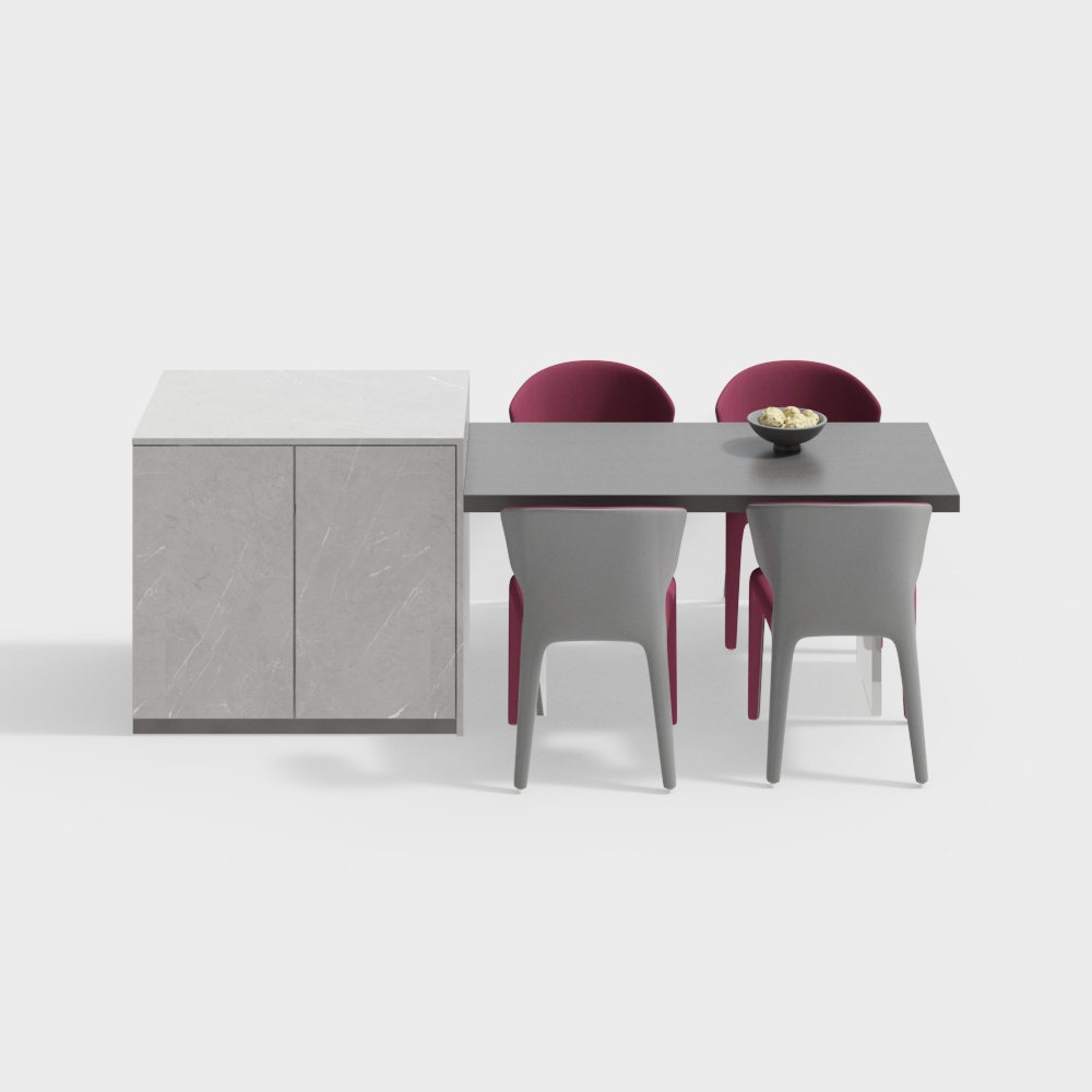 Modern black, white and grey restaurant dining table and chair combination