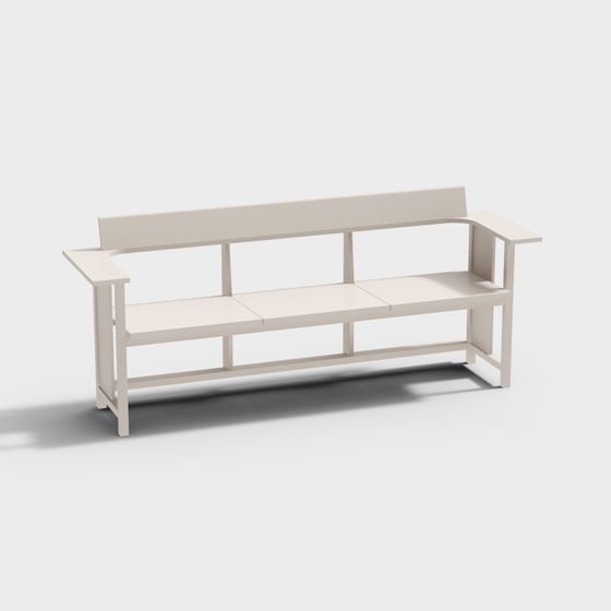 Urban Bench Low-Poly 3D model for Modern Spaces