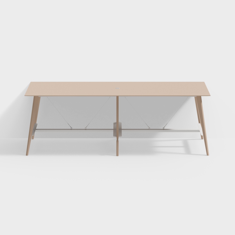 Sleek Low-Poly Office Desk 3D Model – Modern Wood & Metal