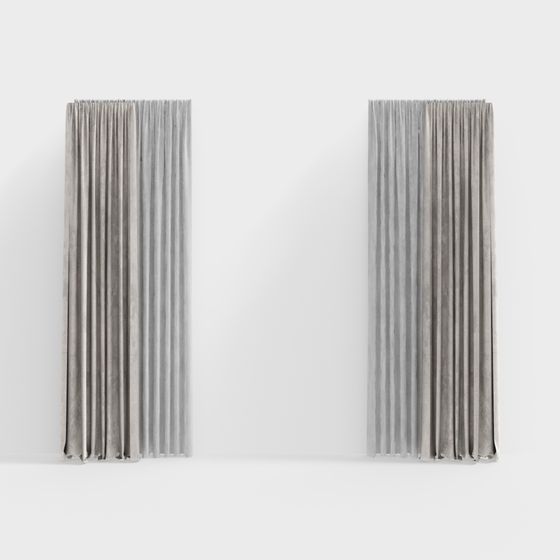 Stylish Gray Low-Poly Curtain 3D Model