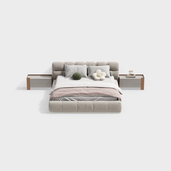 Elegant Minimalist Bed 3D model for Modern Interiors