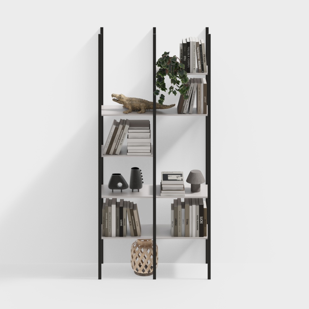 ชั้นวางหนังสือในห้องนั่งเล่นสมัยใหม่