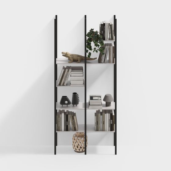 ชั้นวางหนังสือในห้องนั่งเล่นสมัยใหม่