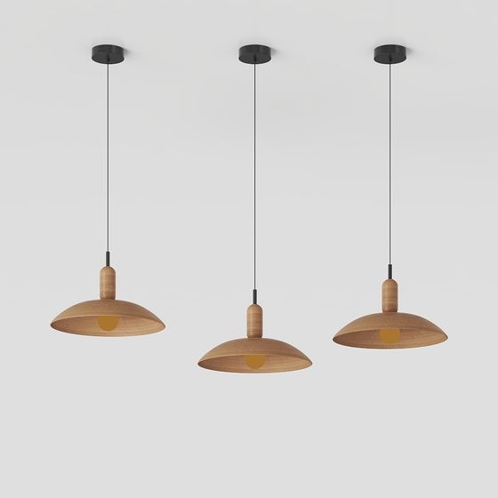 Wooden Pendant Light Series 3D model