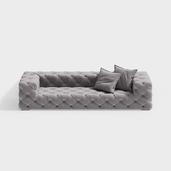 Elegant Gray Low-Polygon Sofa 3D model