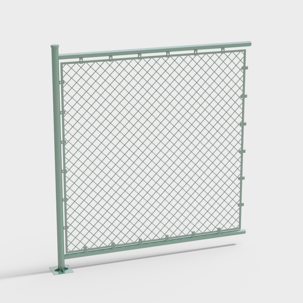 Modern Low-Poly Metal Fence 3D model