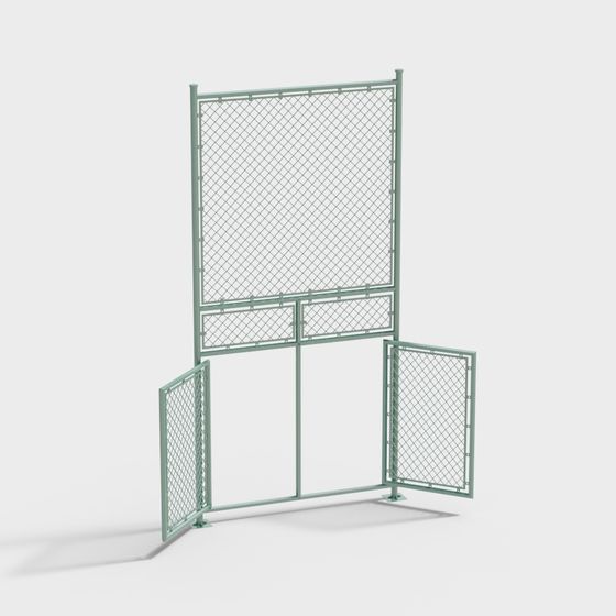 Stylish Industrial Metal Fence 3D Model