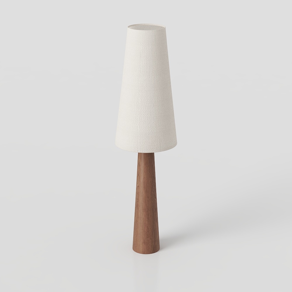 Modern Minimalist Floor Lamp 3D Model – Wood & Fabric
