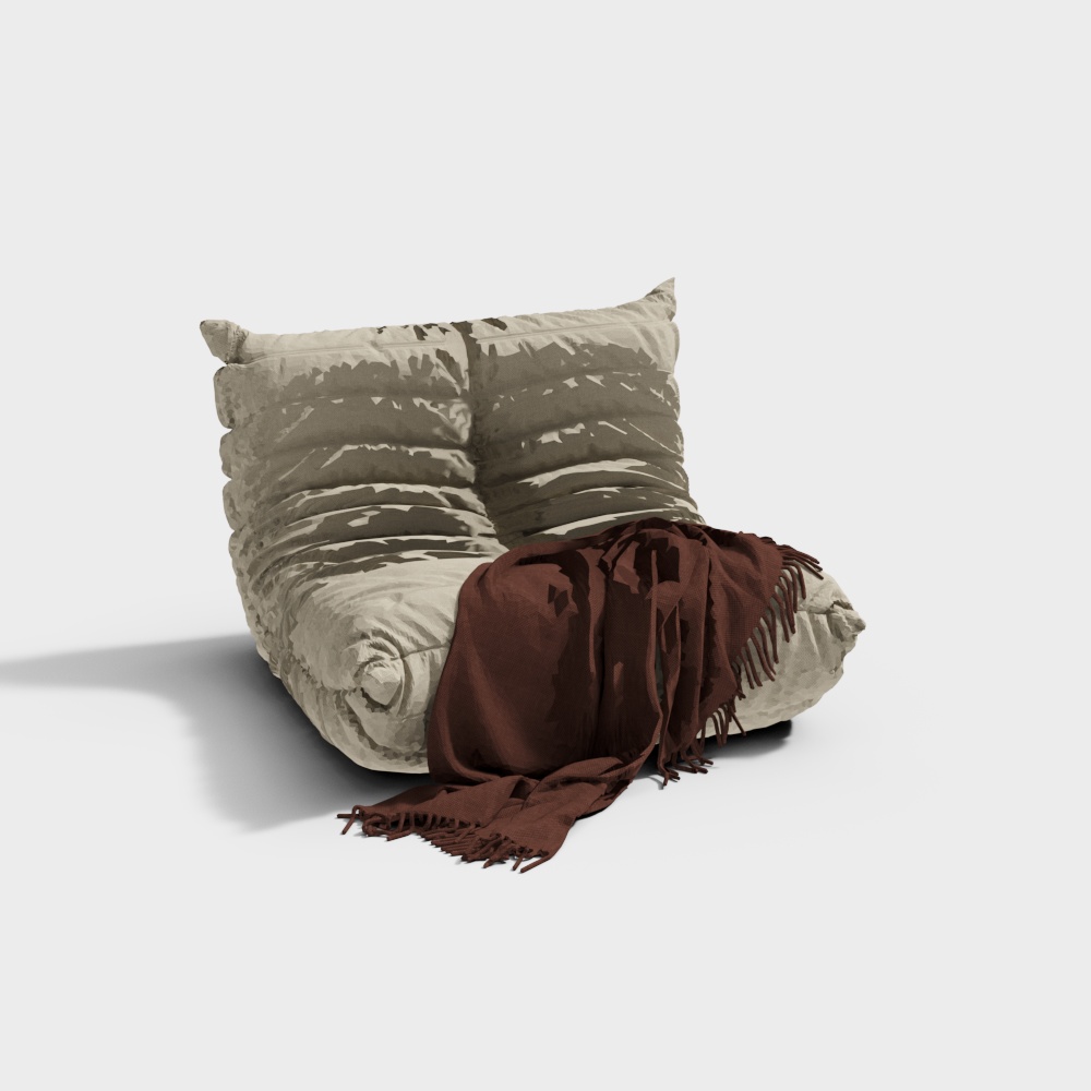 Cozy Corner 3D Model – Low-Poly Cotton-Linen Design