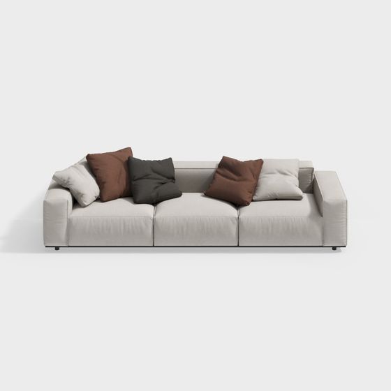 Modern Multi-Person Sofa 3D Model in Blue