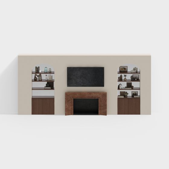 Urban Living Room Fireplace 3D model for Modern Spaces